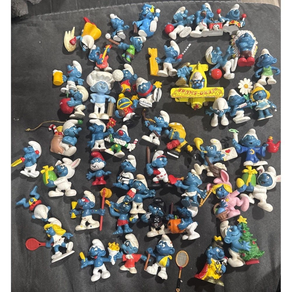 Smurf Smurfette Figures PVC Lot of 50 Vintage 1970s 1980s Schleich Peyo